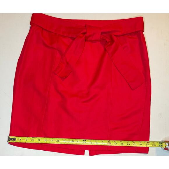 Banana Republic Red Linen Cotton Skirt Women’s Sz 14 Pencil Tie Waist office - Picture 6 of 10